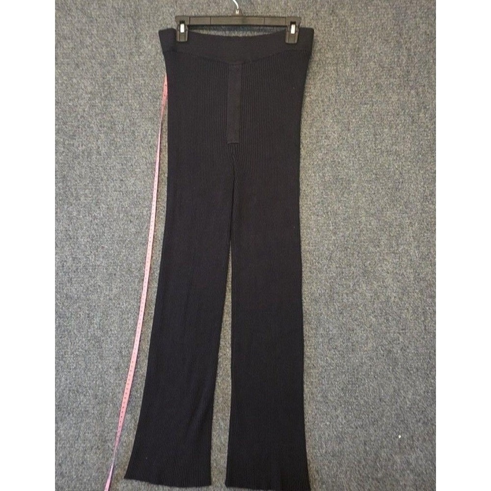 Salt Murphy Pants Womens M Black Ribbed Knit Pull On Flare Leg Stretch Lounge